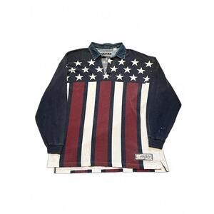 Vintage Deadstock American Eagle USA Flag Rugby Long Sleeve